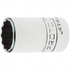 Proto - 1/4" Drive, Standard Hand Socket - 12 Points, 1-17/64" OAL, Steel, Chrome Finish - Apex Tool & Supply