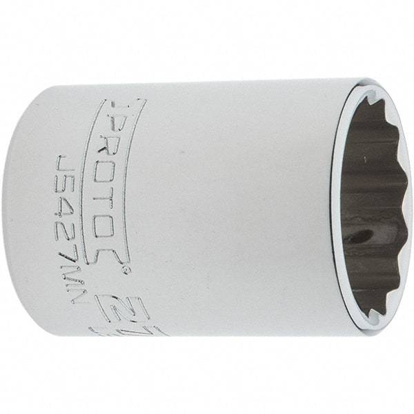 Proto - 1/2" Drive, Standard Hand Socket - 12 Points, 1-61/64" OAL, Steel, Chrome Finish - Apex Tool & Supply