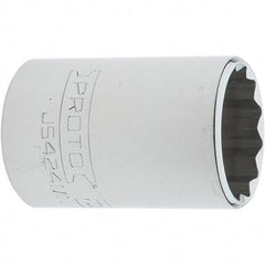 Proto - 1/2" Drive, Standard Hand Socket - 12 Points, 1-7/8" OAL, Steel, Chrome Finish - Apex Tool & Supply