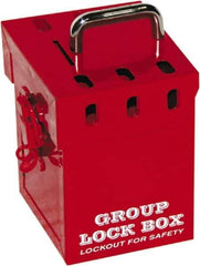 NMC - 10" Deep x 4-1/2" Wide x 6" High, Portable Group Lockout Box - Red, 7 Padlocks - Apex Tool & Supply