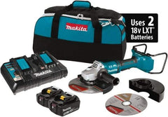 Makita - 9" Wheel Diam, 6,000 RPM, Cordless Angle & Disc Grinder - 5/8-11 Spindle, 18 Volts - Apex Tool & Supply