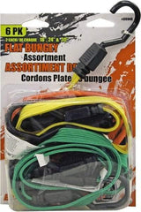 Erickson Manufacturing - Bungee Cord with Plastic Hook - 18, 24, 30" OAL, Black/Green/Red - Apex Tool & Supply