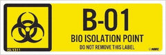 NMC - Energy Isolation Label - Legend: B1 - 01 THRU B1 - 10 DO NOT REMOVE THIS TAG BIO HAZARD ISOLATION POINT, English, Yellow, 3" Long x 1" High, Sign Muscle Finish - Apex Tool & Supply