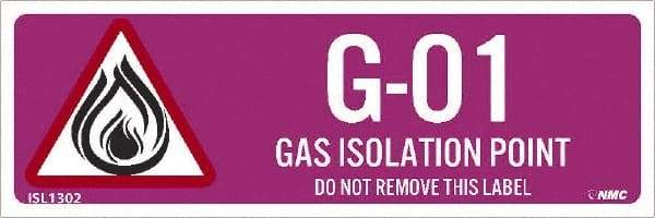 NMC - Energy Isolation Label - Legend: G - 01 THRU G - 10 DO NOT REMOVE THIS TAG GAS ISOLATION POINT, English, Purple, 3" Long x 1" High, Sign Muscle Finish - Apex Tool & Supply