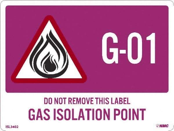 NMC - Energy Isolation Label - Legend: G - 01 THRU G - 10 DO NOT REMOVE THIS TAG GAS ISOLATION POINT, English, Purple, 4" Long x 3" High, Sign Muscle Finish - Apex Tool & Supply