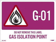 NMC - Energy Isolation Label - Legend: G - 01 THRU G - 10 DO NOT REMOVE THIS TAG GAS ISOLATION POINT, English, Purple, 4" Long x 3" High, Sign Muscle Finish - Apex Tool & Supply