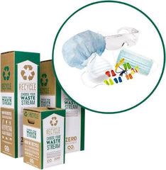 TerraCycle - 35 Gal Green & White Rectangle Recycling Container - Cardboard with Plastic Liner, Recycle Symbol, Safety Equipment and Protective Gear Graphic, 37" High x 15" Long x 15" Wide, Lid Included - Apex Tool & Supply