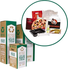 TerraCycle - 18 Gal Green & White Rectangle Recycling Container - Cardboard with Plastic Liner, Recycle Symbol, Plastic Packaging Graphic, 40" High x 11" Long x 11" Wide, Lid Included - Apex Tool & Supply