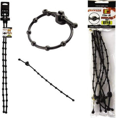 Erickson Manufacturing - 8 to 24" Range, Black Cable Ties - 10 Lb Strength, Rubber - Apex Tool & Supply