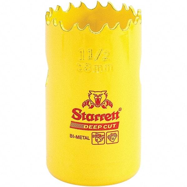 Starrett - 1-1/2" Diam, 2" Cutting Depth, Hole Saw - High Speed Steel Saw, Toothed Edge - Apex Tool & Supply