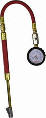 Milton - 0 to 160 psi Dial Straight Foot Dual Head Tire Pressure Gauge - 9' Hose Length, 5 psi Resolution - Apex Tool & Supply