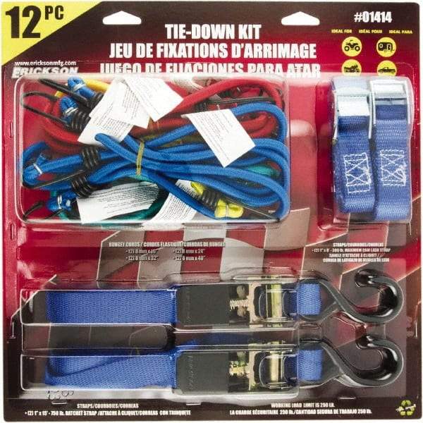 Erickson Manufacturing - 15' Long x 1" Wide, 750 Lb Basket Capacity, Polyester & Steel Web Sling - Blue - Apex Tool & Supply