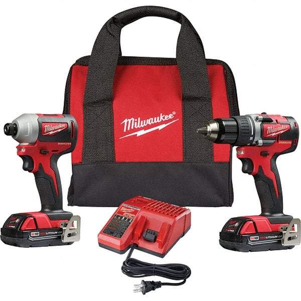 Milwaukee Tool - 18 Volt Cordless Tool Combination Kit - Includes Brushless Compact Drill/Driver & Brushless 1/4" Impact Driver, Lithium-Ion Battery Included - Apex Tool & Supply