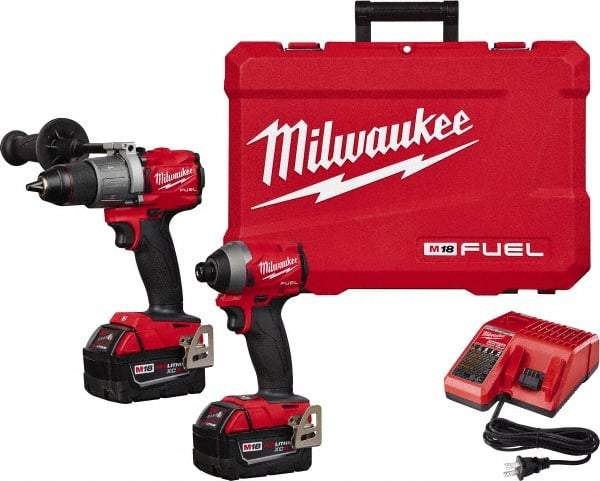 Milwaukee Tool - 18 Volt Cordless Tool Combination Kit - Includes 1/2" Brushless Hammer Drill/Driver & 1/4" Hex Impact Driver, Lithium-Ion Battery Included - Apex Tool & Supply
