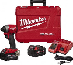 Milwaukee Tool - 18 Volt, 1/4" Drive, 167 Ft/Lb Torque, Cordless Impact Driver - 3600 RPM, 2 Lithium-Ion Batteries Included - Apex Tool & Supply