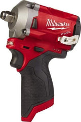 Milwaukee Tool - 1/2" Drive 12 Volt Pistol Grip Cordless Impact Wrench & Ratchet - 2,700 RPM, 0 to 3,200 BPM, 250 Ft/Lb Torque, Lithium-Ion Batteries - Apex Tool & Supply