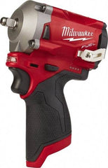 Milwaukee Tool - 1/4" Drive 12 Volt Pistol Grip Cordless Impact Wrench & Ratchet - 3,200 RPM, 0 to 4,300 BPM, 100 Ft/Lb Torque, Lithium-Ion Batteries - Apex Tool & Supply