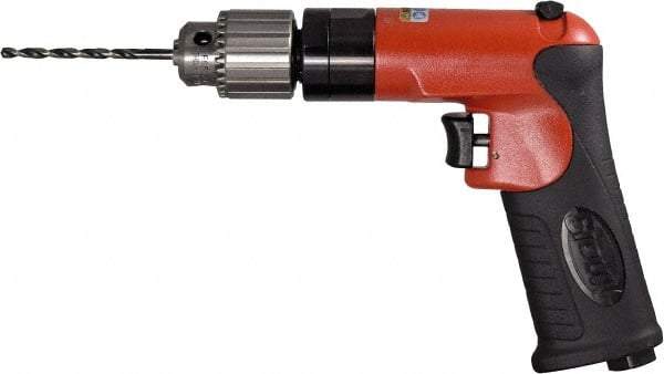 Sioux Tools - 1/4" Reversible Keyed Chuck - Pistol Grip Handle, 2,400 RPM, 12 LPS, 0.5 hp, 90 psi - Apex Tool & Supply