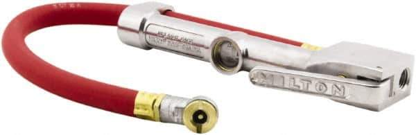 Milton - 160 Max psi Closed Check Aluminum/EPDM Inflator Gauge - Ball Foot Chuck, 1/4 FNPT, 10 to 160 psi Pressure Range - Apex Tool & Supply