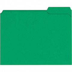 Universal One - 9-5/8 x 11-3/4", Letter Size, Green, File Folders with Top Tab - 11 Point Stock, 1/3 Tab Cut Location - Apex Tool & Supply