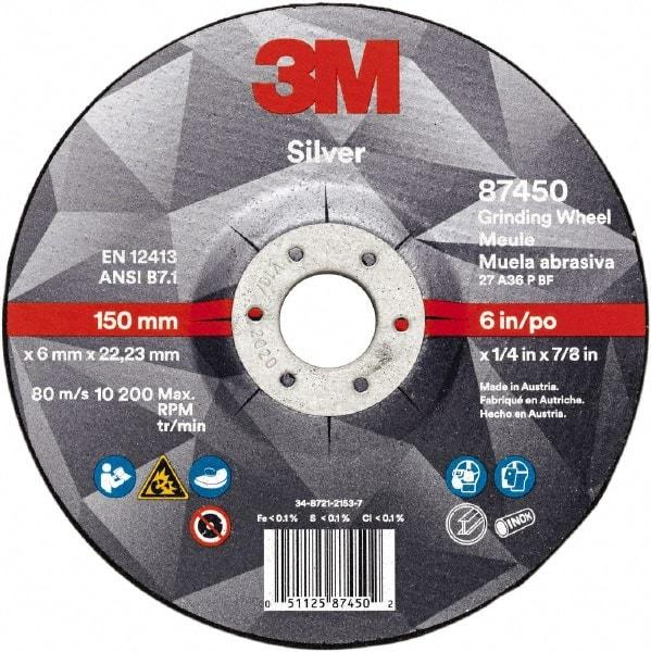 3M - Depressed-Center Wheels Wheel Diameter (Inch): 6 Wheel Thickness (Decimal Inch): 0.2500 - Apex Tool & Supply