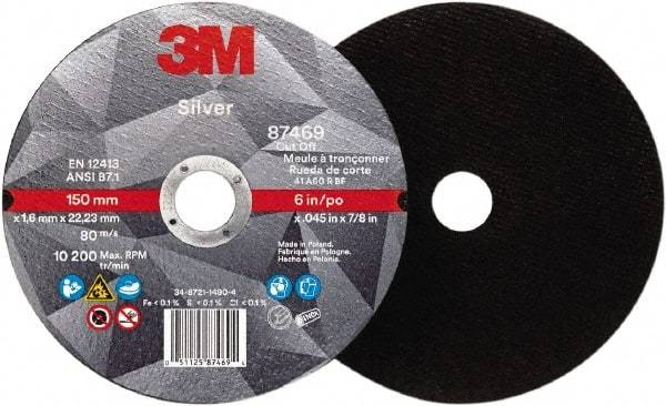 3M - 6" Ceramic Cutoff Wheel - 0.045" Thick, 7/8" Arbor, Use with Angle Grinders - Apex Tool & Supply