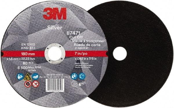 3M - 7" Ceramic Cutoff Wheel - 0.045" Thick, 7/8" Arbor, Use with Angle Grinders - Apex Tool & Supply