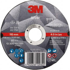 3M - 4-1/2" Ceramic Cutoff Wheel - 0.045" Thick, 7/8" Arbor, Use with Angle Grinders - Apex Tool & Supply