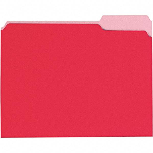 UNIVERSAL - 9-5/8 x 11-3/4", Letter Size, Red, File Folders with Top Tab - 11 Point Stock, 1/3 Tab Cut Location - Apex Tool & Supply