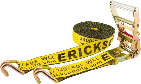 Erickson Manufacturing - 30' Long x 2" Wide, 10,000 Lb Basket Capacity, Polyester & Steel Web Sling - Yellow - Apex Tool & Supply