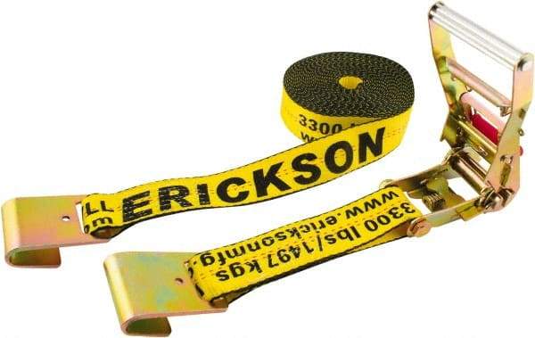 Erickson Manufacturing - 30' Long x 2" Wide, 10,000 Lb Basket Capacity, Polyester & Steel Web Sling - Yellow - Apex Tool & Supply