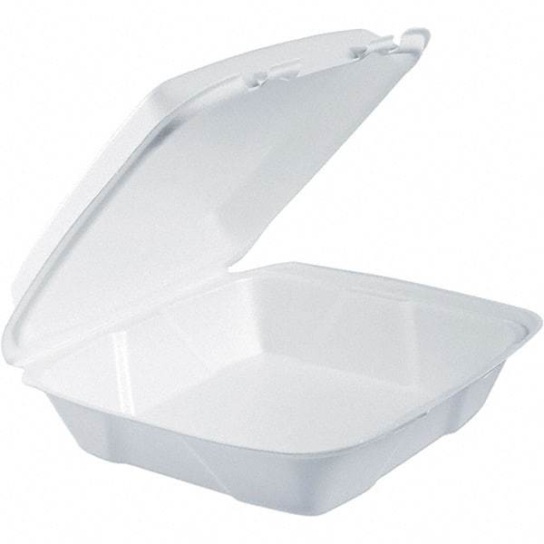 DART - 9-3/8 x 9-3/8 x 3" Foam Hinged Lid Containers - White - Apex Tool & Supply
