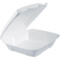 DART - 9-3/8 x 9-3/8 x 3" Foam Hinged Lid Containers - White - Apex Tool & Supply