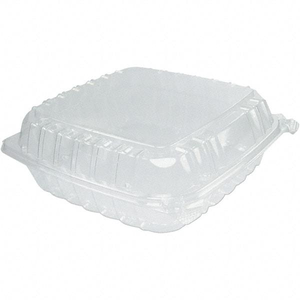 DART - 9 x 9-1/2 x 3" Plastic Hinged Container - Clear - Apex Tool & Supply