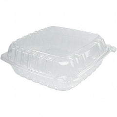DART - 9 x 9-1/2 x 3" Plastic Hinged Container - Clear - Apex Tool & Supply