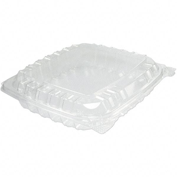 DART - 8-5/16 x 8-5/16 x 2" Plastic Hinged Container - Clear - Apex Tool & Supply