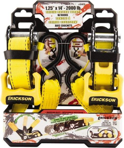 Erickson Manufacturing - 14' Long x 1-1/4" Wide, 2,000 Lb Basket Capacity, Polyester Web Sling - Red - Apex Tool & Supply