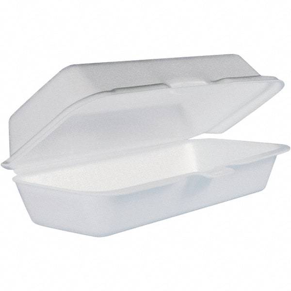 DART - 7-1/10 x 3-4/5 x 2-3/10" Foam Hot Dog Container with Hinged Lid - White - Apex Tool & Supply
