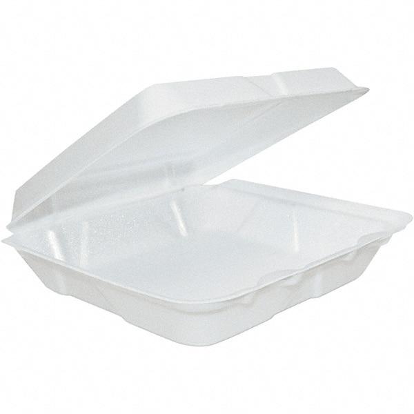 DART - 8 x 8 x 2-1/4" Foam Hinged Lid Containers - White - Apex Tool & Supply