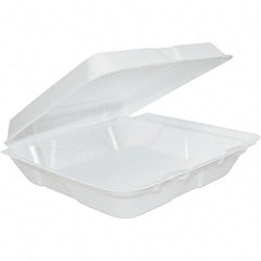DART - 8 x 8 x 2-1/4" Foam Hinged Lid Containers - White - Apex Tool & Supply