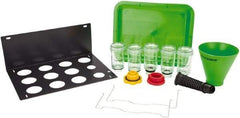 OEM Tools - 16 oz Capacity Plastic Funnel Set - 5" Mouth OD, 3-3/4" Straight Spout, Green & Clear - Apex Tool & Supply