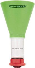 OEM Tools - 16 oz Capacity Plastic Funnel - 5" Mouth OD, 3-3/4" Straight Spout, Green, Clear & Red - Apex Tool & Supply