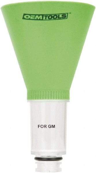 OEM Tools - 16 oz Capacity Plastic Funnel - 5" Mouth OD, 3-3/4" Straight Spout, Green & Clear - Apex Tool & Supply
