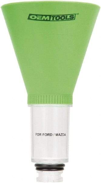 OEM Tools - 16 oz Capacity Plastic Funnel - 5" Mouth OD, 3-3/4" Straight Spout, Green & Clear - Apex Tool & Supply