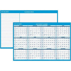 AT-A-GLANCE - 1 Sheet, 36 x 24", Erasable Wall Calendar - Blue & White - Apex Tool & Supply