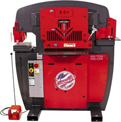 Edwards Manufacturing - 11" Throat Depth, 100 Ton Punch Pressure, 1-1/16" in 1" Punch Capacity Ironworker - 7-1/2 hp, 3 Phase, 460 Volts, 56" Wide x 63-1/8" High x 45-1/2" Deep - Apex Tool & Supply