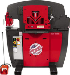 Edwards Manufacturing - 11" Throat Depth, 100 Ton Punch Pressure, 1-1/16" in 1" Punch Capacity Ironworker - 7-1/2 hp, 3 Phase, 230 Volts, 56-1/8" Wide x 61-11/16" High x 45" Deep - Apex Tool & Supply
