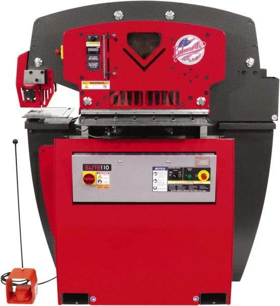 Edwards Manufacturing - 11-3/4" Throat Depth, 110 Ton Punch Pressure, 1-3/8" in 1" Punch Capacity Ironworker - 7-1/2 hp, 3 Phase, 460 Volts, 57-1/4" Wide x 66-1/16" High x 42-3/8" Deep - Apex Tool & Supply