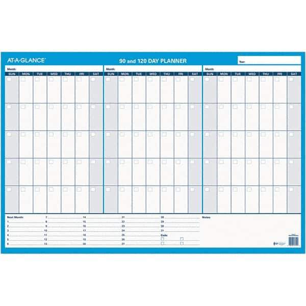 AT-A-GLANCE - 1 Sheet, 36 x 24", Erasable Wall Calendar - White & Blue - Apex Tool & Supply