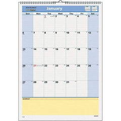 AT-A-GLANCE - 12 Sheet, 12 x 17", Wall Calendar - Blue & Yellow - Apex Tool & Supply